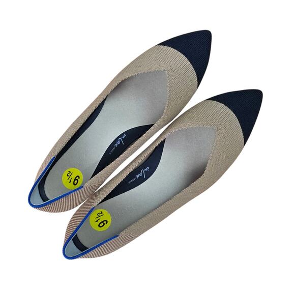 Rothys the High Point Cap Toe Wren Women's US Size 9.5 Tan/Black Knit Classic - Picture 3 of 7